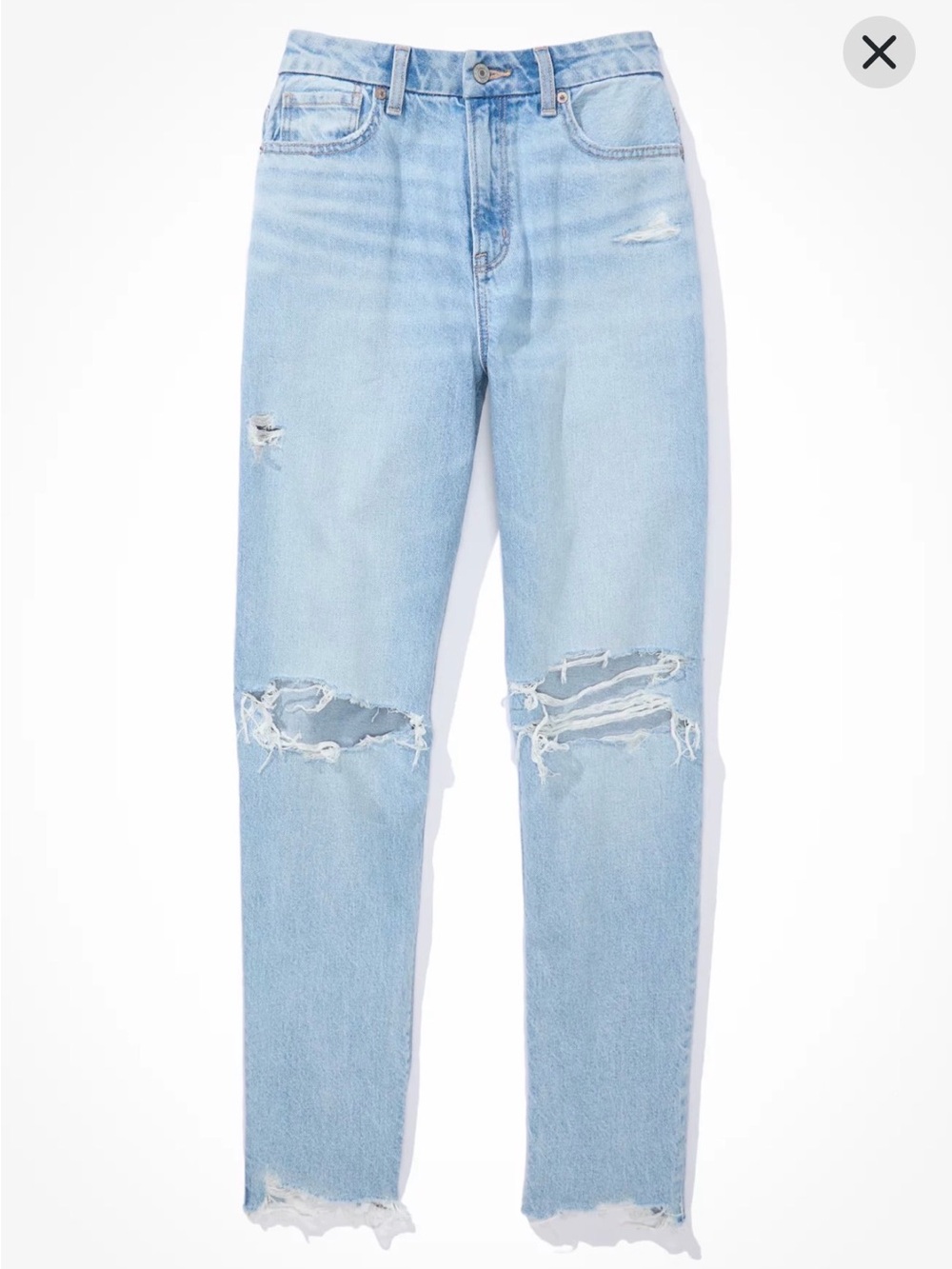 American Eagle Strigid Curvy Ripped Mom Jean Light Destroyed Wash NEW! Size 2